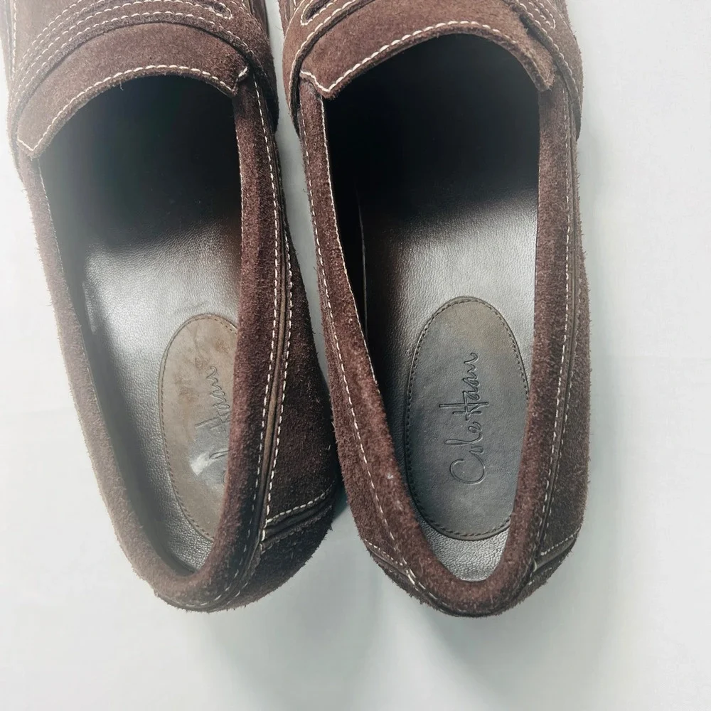 Cole Haan Brown Suede Waterproof Loafers Womens 10B Penny Loafer D22879